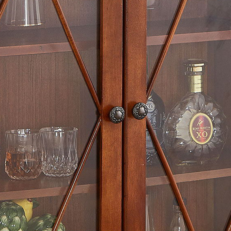 Mident secolo moderno moderno armadio per esposizioni in legno in gomma con porte per sala da pranzo