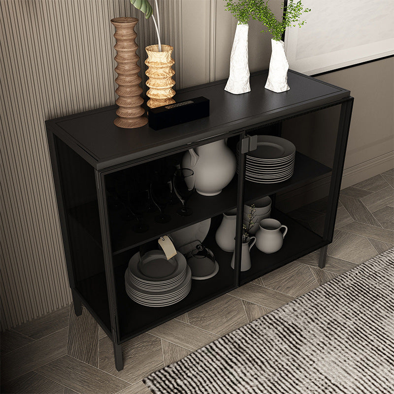 Contemporary Metal China Cabinet Glass Doors Display Cabinet with Doors