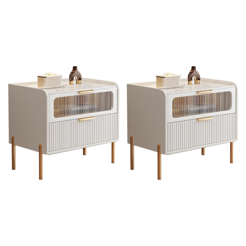 Zeitgenössisches Bett Nachttisch Stein Akzenttisch Nachttisch mit 2 Schubladen