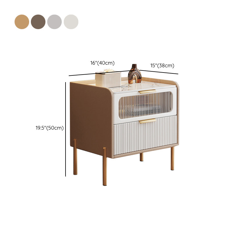 Zeitgenössisches Bett Nachttisch Stein Akzenttisch Nachttisch mit 2 Schubladen