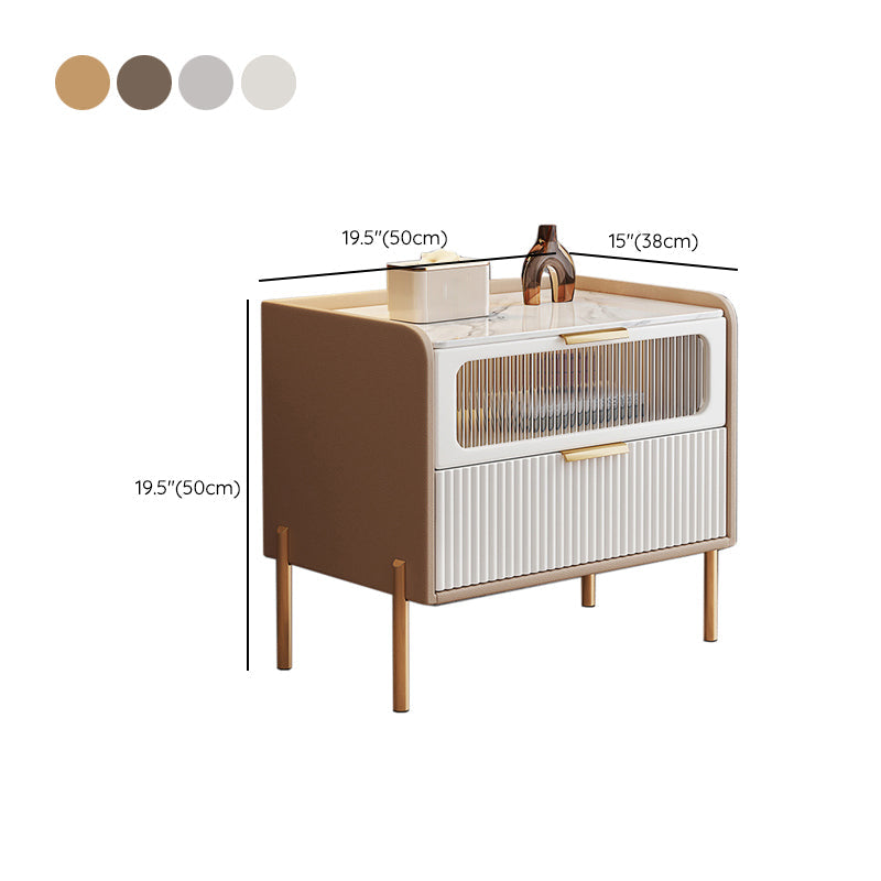 Zeitgenössisches Bett Nachttisch Stein Akzenttisch Nachttisch mit 2 Schubladen