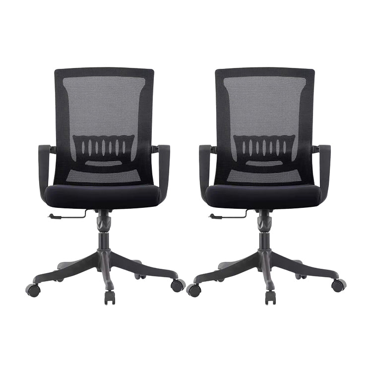 Moderne zwenkstoel Vaste armen Ergonomische verstelbare stoelhoogte Bureaustoel met wielen