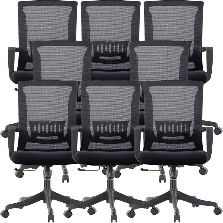 Moderne zwenkstoel Vaste armen Ergonomische verstelbare stoelhoogte Bureaustoel met wielen