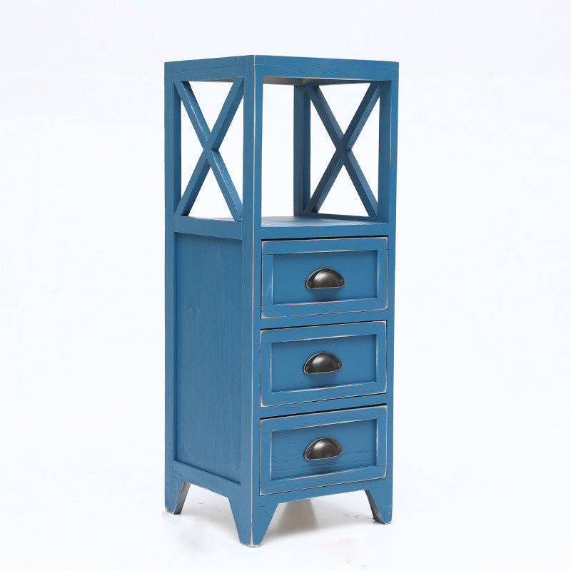Wooden Storage Chest Dresser American Traditional Dresser with Drawers 12"L x 12"W x 32"H Blue Clearhalo 'Bedroom Furniture' 'Dressers & Chests' 'dressers_chests' 'furn' 'furn_dressers_chests' 'Furniture' 6730470