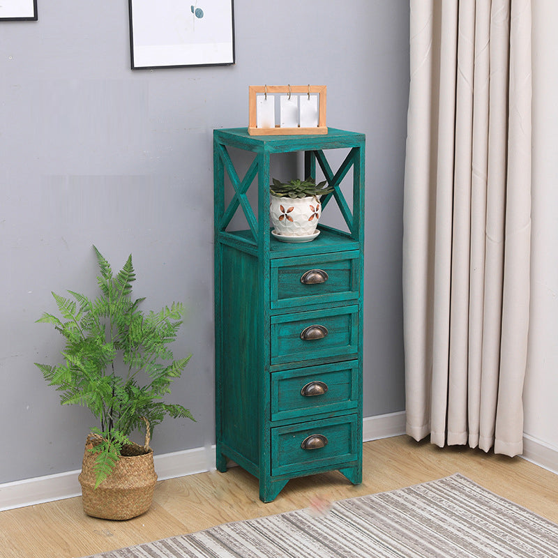 Wooden Storage Chest Dresser American Traditional Dresser with Drawers 12"L x 12"W x 38"H Green Clearhalo 'Bedroom Furniture' 'Dressers & Chests' 'dressers_chests' 'furn' 'furn_dressers_chests' 'Furniture' 6730476