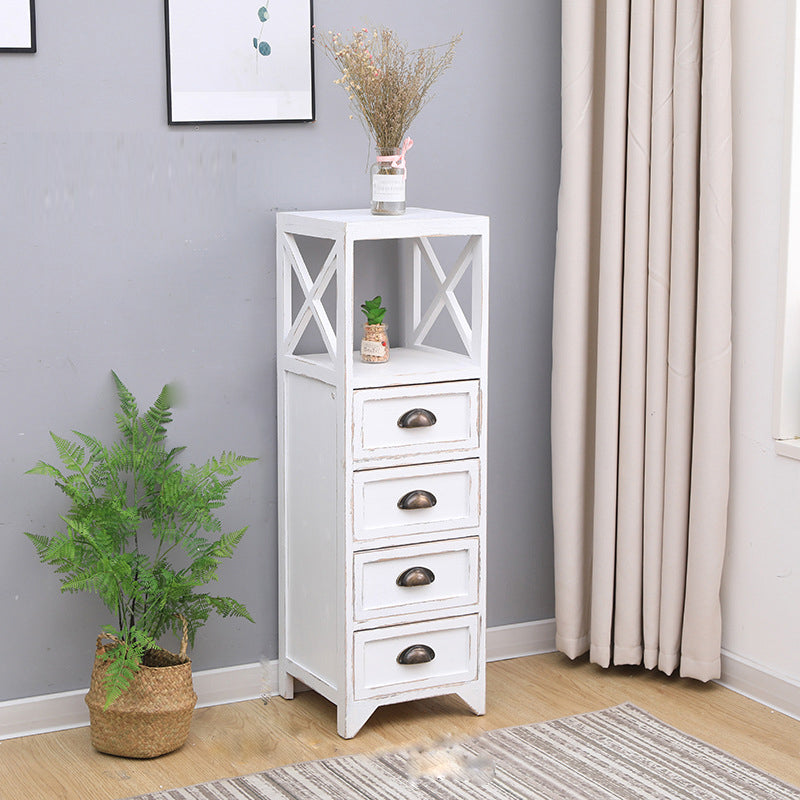 Wooden Storage Chest Dresser American Traditional Dresser with Drawers 12"L x 12"W x 38"H White Clearhalo 'Bedroom Furniture' 'Dressers & Chests' 'dressers_chests' 'furn' 'furn_dressers_chests' 'Furniture' 6730480