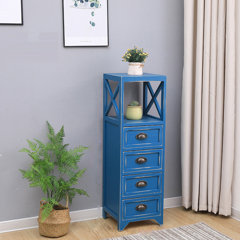 Wooden Storage Chest Dresser American Traditional Dresser with Drawers 12"L x 12"W x 38"H Blue Clearhalo 'Bedroom Furniture' 'Dressers & Chests' 'dressers_chests' 'furn' 'furn_dressers_chests' 'Furniture' 6730484