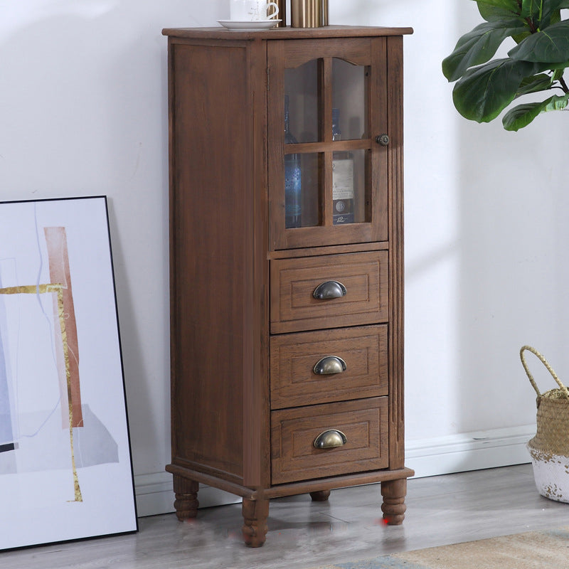 Wooden Storage Chest Dresser American Traditional Dresser with Drawers 16"L x 14"W x 41"H Coffee Clearhalo 'Bedroom Furniture' 'Dressers & Chests' 'dressers_chests' 'furn' 'furn_dressers_chests' 'Furniture' 6730489