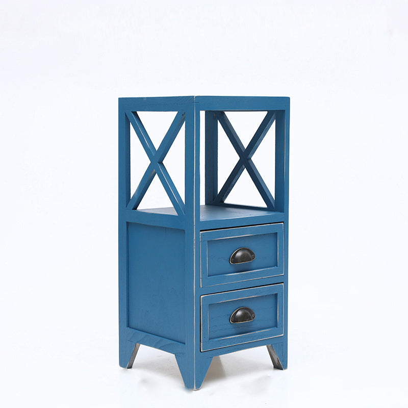 Wooden Storage Chest Dresser American Traditional Dresser with Drawers 12"L x 12"W x 26"H Blue Clearhalo 'Bedroom Furniture' 'Dressers & Chests' 'dressers_chests' 'furn' 'furn_dressers_chests' 'Furniture' 6730490