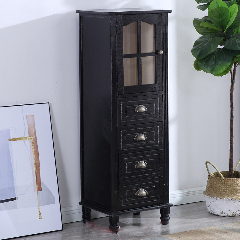 Wooden Storage Chest Dresser American Traditional Dresser with Drawers 16"L x 14"W x 47"H Black Clearhalo 'Bedroom Furniture' 'Dressers & Chests' 'dressers_chests' 'furn' 'furn_dressers_chests' 'Furniture' 6730492