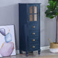 Wooden Storage Chest Dresser American Traditional Dresser with Drawers 16"L x 14"W x 47"H Blue Clearhalo 'Bedroom Furniture' 'Dressers & Chests' 'dressers_chests' 'furn' 'furn_dressers_chests' 'Furniture' 6730494