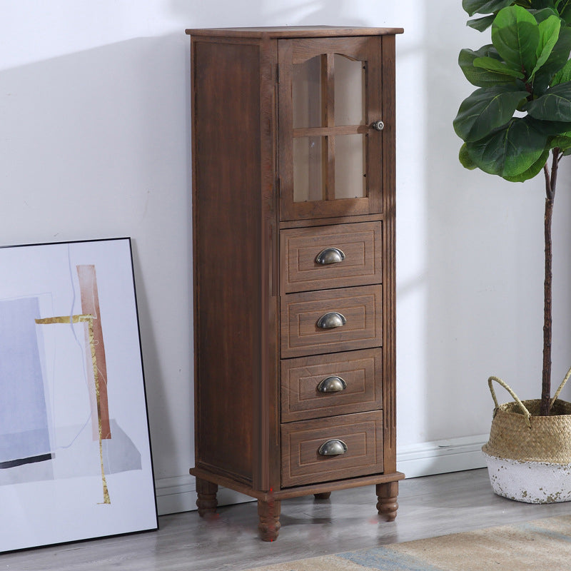 Wooden Storage Chest Dresser American Traditional Dresser with Drawers 16"L x 14"W x 47"H Coffee Clearhalo 'Bedroom Furniture' 'Dressers & Chests' 'dressers_chests' 'furn' 'furn_dressers_chests' 'Furniture' 6730496