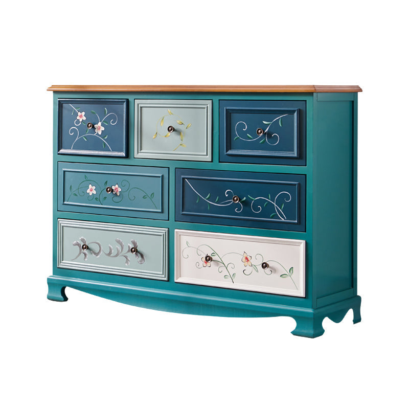 Nautical Bedroom Wooden Storage Chest Horizontal Chest with Drawers Peacock Blue Clearhalo 'Bedroom Furniture' 'Dressers & Chests' 'dressers_chests' 'furn' 'furn_dressers_chests' 'Furniture' 6730521