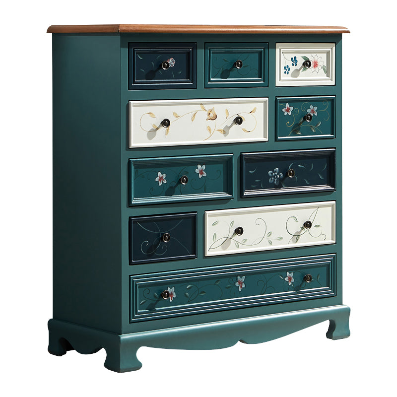 Nautical Bedroom Wooden Storage Chest Horizontal Chest with Drawers 34"L x 15"W x 37"H Peacock Blue Clearhalo 'Bedroom Furniture' 'Dressers & Chests' 'dressers_chests' 'furn' 'furn_dressers_chests' 'Furniture' 6730522