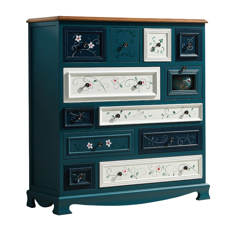 Nautical Bedroom Wooden Storage Chest Horizontal Chest with Drawers 41"L x 16"W x 43"H Peacock Blue Clearhalo 'Bedroom Furniture' 'Dressers & Chests' 'dressers_chests' 'furn' 'furn_dressers_chests' 'Furniture' 6730523