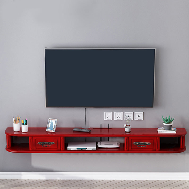 9.5" H Wall-mounted Wooden TV Stand Console Open Storage TV Stand with 2 Drawers Red Clearhalo 'furn' 'furn_tv_stands_entertainment_centers' 'Furniture' 'Living Room Furniture' 'TV Stands & Entertainment Centers' 'TV Stands & Media Storage Furniture' 'tv_stands_entertainment_centers' 6730683