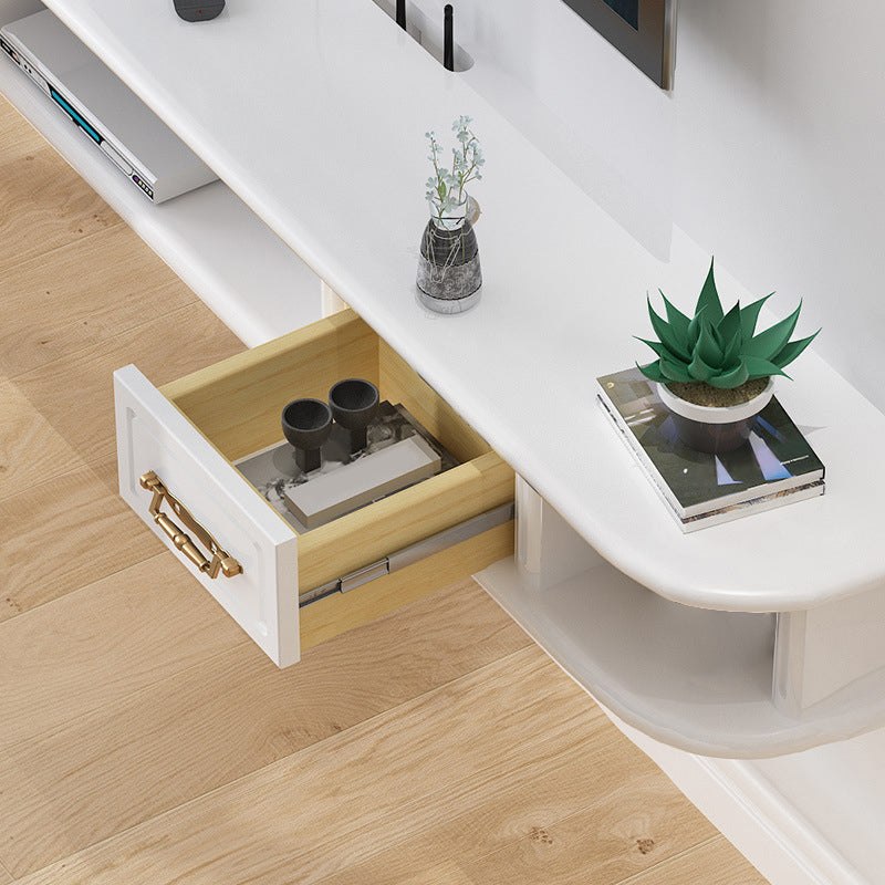 9.5" H Wall-mounted Wooden TV Stand Console Open Storage TV Stand with 2 Drawers Clearhalo 'furn' 'furn_tv_stands_entertainment_centers' 'Furniture' 'Living Room Furniture' 'TV Stands & Entertainment Centers' 'TV Stands & Media Storage Furniture' 'tv_stands_entertainment_centers' 6730687