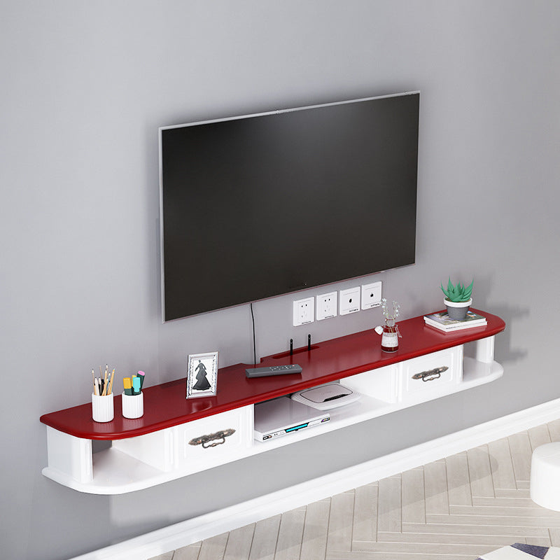 9.5" H Wall-mounted Wooden TV Stand Console Open Storage TV Stand with 2 Drawers Red-White Clearhalo 'furn' 'furn_tv_stands_entertainment_centers' 'Furniture' 'Living Room Furniture' 'TV Stands & Entertainment Centers' 'TV Stands & Media Storage Furniture' 'tv_stands_entertainment_centers' 6730689