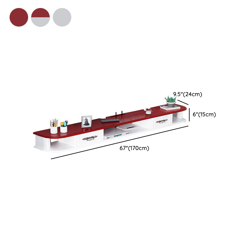 9.5" H Wall-mounted Wooden TV Stand Console Open Storage TV Stand with 2 Drawers Clearhalo 'furn' 'furn_tv_stands_entertainment_centers' 'Furniture' 'Living Room Furniture' 'TV Stands & Entertainment Centers' 'TV Stands & Media Storage Furniture' 'tv_stands_entertainment_centers' 6730693