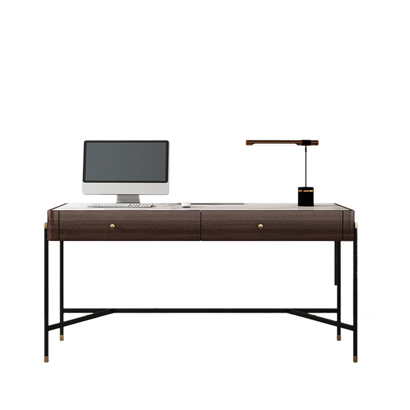 グラム長方形のライティングデスクストーンオフィスデスク3つの引き出し付き