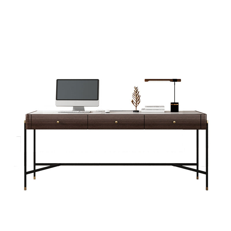 グラム長方形のライティングデスクストーンオフィスデスク3つの引き出し付き