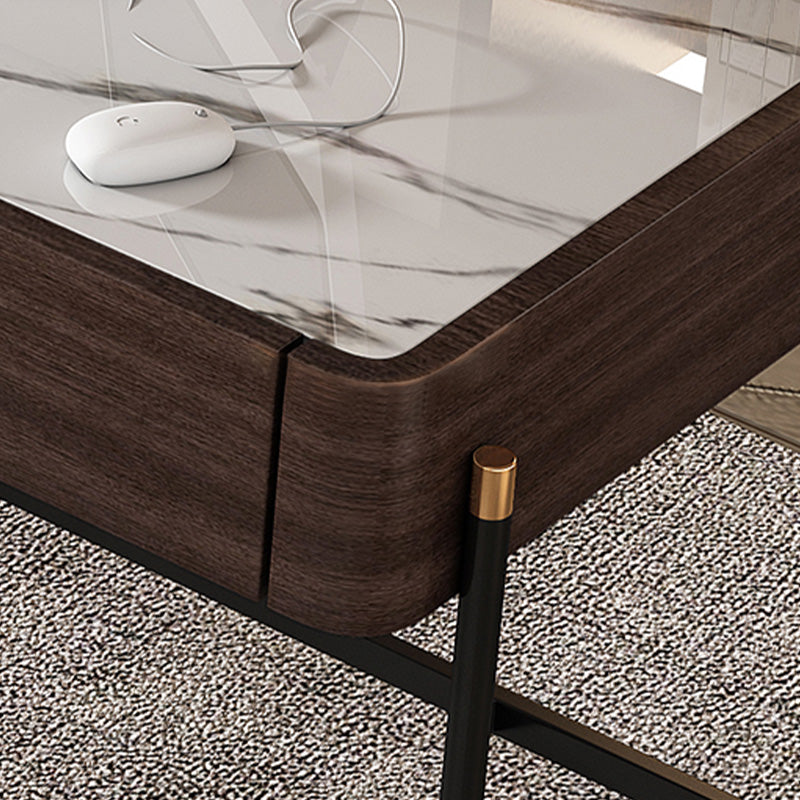 グラム長方形のライティングデスクストーンオフィスデスク3つの引き出し付き