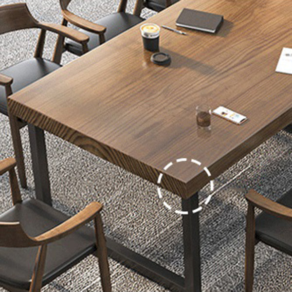 Solid Wood Contemporary Writing Desk Bedroom Office Desk with Black Legs Clearhalo 'furn' 'furn_office_desk' 'Furniture' 'Office Desks' 'Office Furniture' 'office_desk' 6731458