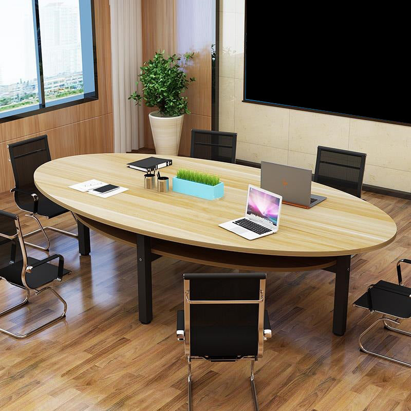 Manufactured Wood Office Desk Contemporary Oval Writing Desk Natural Clearhalo 'furn' 'furn_office_desk' 'Furniture' 'Office Desks' 'Office Furniture' 'office_desk' 6731610