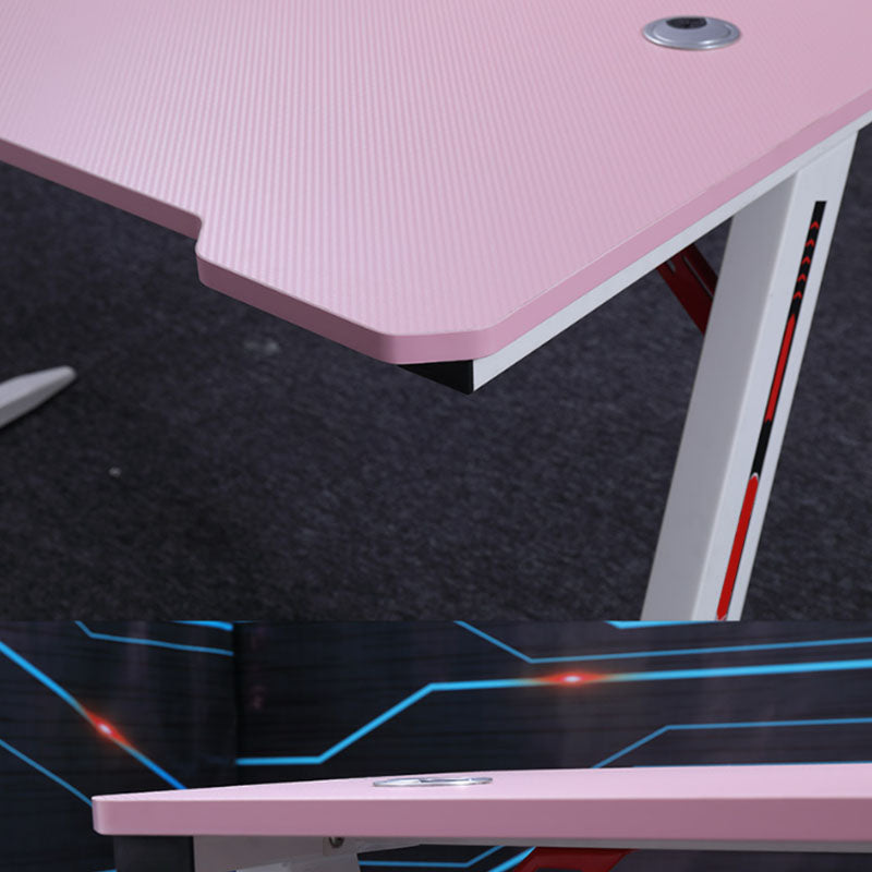 Pink Holz Computer Schreibtisch Kabelverwaltung T-Form-Schreibtisch