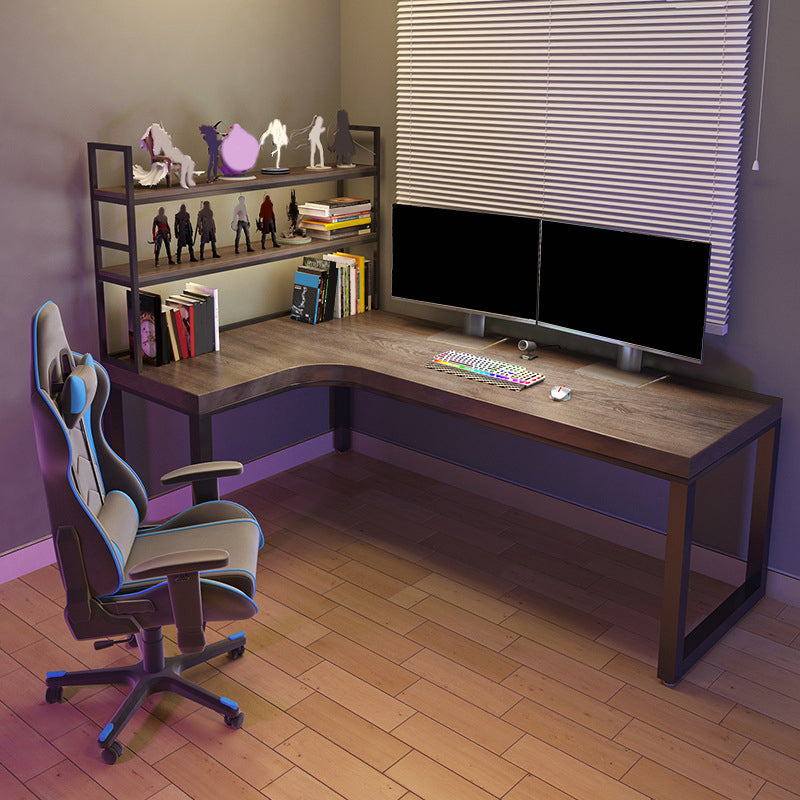 Modern Solid Wood Office Desk L-Shape Writing Desk with Shelf for Office Clearhalo 'furn' 'furn_office_desk' 'Furniture' 'Office Desks' 'Office Furniture' 'office_desk' 6732139