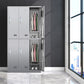 Silver Metal Cabinet with Hinged Doors Modern Steel Storage Cabinet for Home