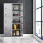 Silver Metal Cabinet with Hinged Doors Modern Steel Storage Cabinet for Home