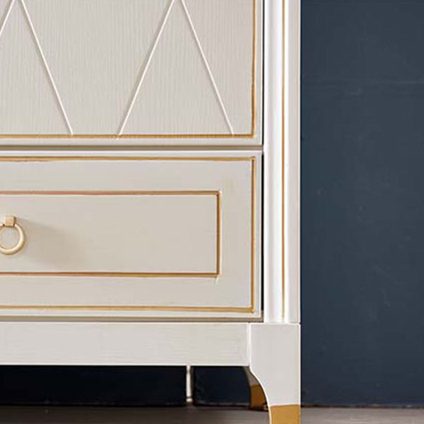 Gabinete de vestuario de madera de goma armario moderno de armario blanco con piernas