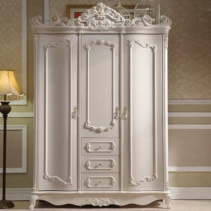 French Country Wardrobe Armoire with Drawer Wooden Wardrobe Cabinet