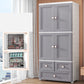 Hinged Wardrobe Cabinet with Garment Rod Modern Plastic Wardrobe Armoire