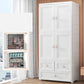 Hinged Wardrobe Cabinet with Garment Rod Modern Plastic Wardrobe Armoire