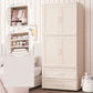 Hinged Wardrobe Cabinet with Garment Rod Modern Plastic Wardrobe Armoire