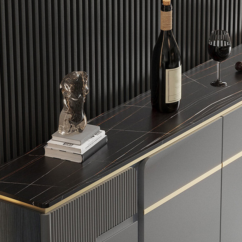 Stone Buffet Table Glam Style Buffet Credenza with Drawers and Cabinets Clearhalo 'buffet_sideboard' 'Buffets & Sideboards' 'furn' 'furn_buffet_sideboard' 'Furniture' 'Kitchen & Dining Furniture' 6732490