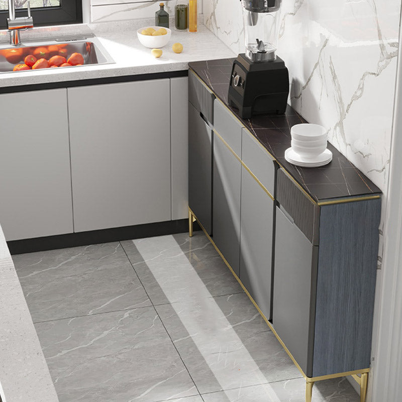 Stone Buffet Table Glam Style Buffet Credenza with Drawers and Cabinets Clearhalo 'buffet_sideboard' 'Buffets & Sideboards' 'furn' 'furn_buffet_sideboard' 'Furniture' 'Kitchen & Dining Furniture' 6732494