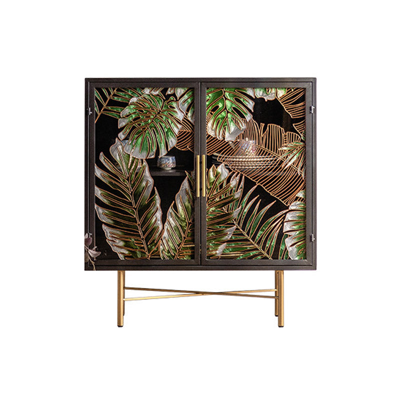 Glam Glass Door Sideboard Engineered Wood Side Board for Kitchen Use 33"L x 15"W x 35"H Clearhalo 'buffet_sideboard' 'Buffets & Sideboards' 'furn' 'furn_buffet_sideboard' 'Furniture' 'Kitchen & Dining Furniture' 6732554