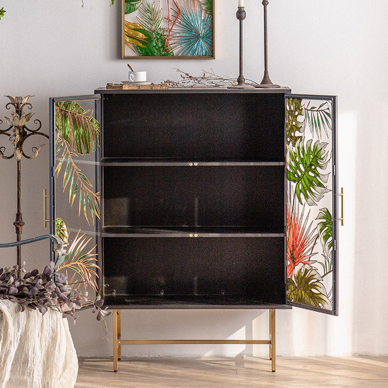 Glam Glass Door Sideboard Engineered Wood Side Board for Kitchen Use Clearhalo 'buffet_sideboard' 'Buffets & Sideboards' 'furn' 'furn_buffet_sideboard' 'Furniture' 'Kitchen & Dining Furniture' 6732555