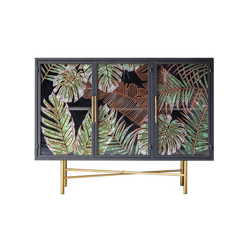 Glam Glass Door Sideboard Engineered Wood Side Board for Kitchen Use 41"L x 14"W x 31"H Clearhalo 'buffet_sideboard' 'Buffets & Sideboards' 'furn' 'furn_buffet_sideboard' 'Furniture' 'Kitchen & Dining Furniture' 6732558