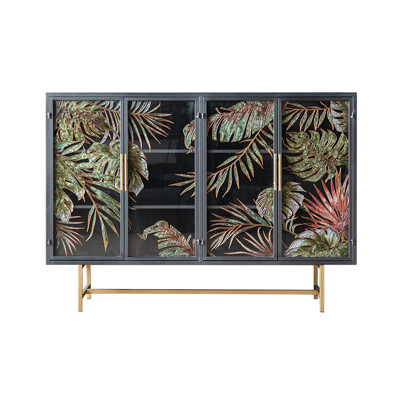 Glam Glass Door Sideboard Engineered Wood Side Board for Kitchen Use 53"L x 15"W x 37"H Clearhalo 'buffet_sideboard' 'Buffets & Sideboards' 'furn' 'furn_buffet_sideboard' 'Furniture' 'Kitchen & Dining Furniture' 6732560