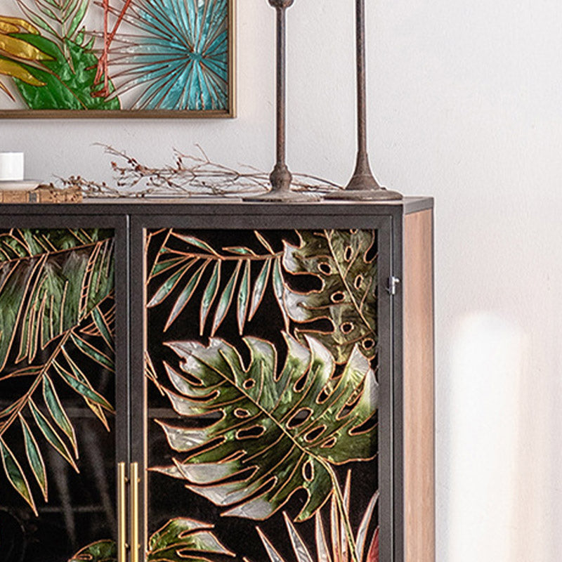 Glam Glass Door Sideboard Engineered Wood Side Board for Kitchen Use Clearhalo 'buffet_sideboard' 'Buffets & Sideboards' 'furn' 'furn_buffet_sideboard' 'Furniture' 'Kitchen & Dining Furniture' 6732562