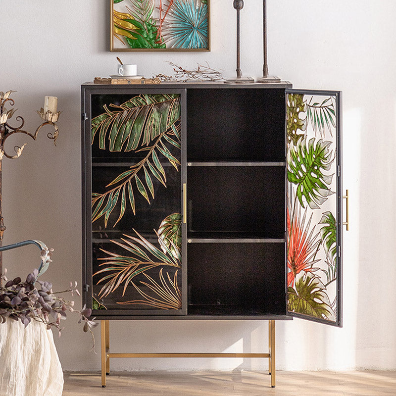 Glam Glass Door Sideboard Engineered Wood Side Board for Kitchen Use Clearhalo 'buffet_sideboard' 'Buffets & Sideboards' 'furn' 'furn_buffet_sideboard' 'Furniture' 'Kitchen & Dining Furniture' 6732566