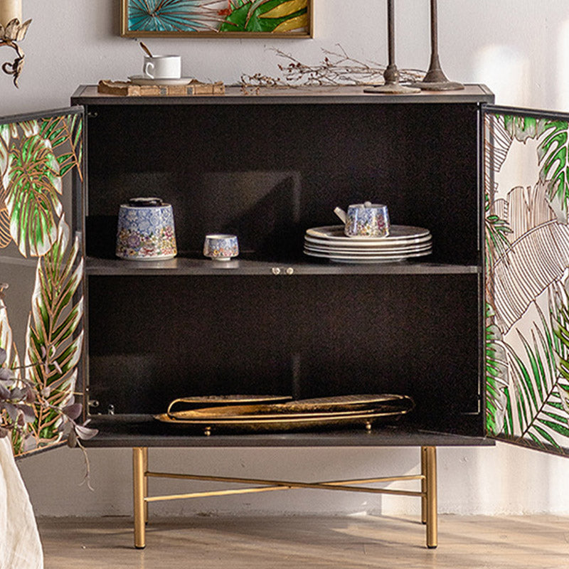 Glam Glass Door Sideboard Engineered Wood Side Board for Kitchen Use Clearhalo 'buffet_sideboard' 'Buffets & Sideboards' 'furn' 'furn_buffet_sideboard' 'Furniture' 'Kitchen & Dining Furniture' 6732567