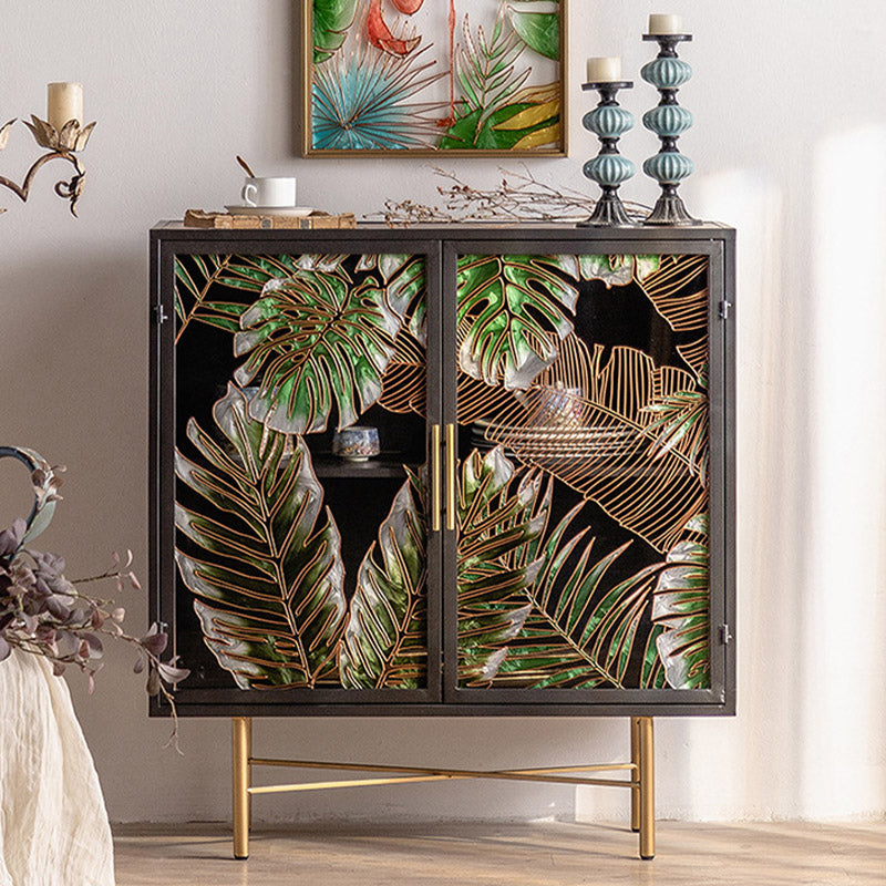 Glam Glass Door Sideboard Engineered Wood Side Board for Kitchen Use Clearhalo 'buffet_sideboard' 'Buffets & Sideboards' 'furn' 'furn_buffet_sideboard' 'Furniture' 'Kitchen & Dining Furniture' 6732568