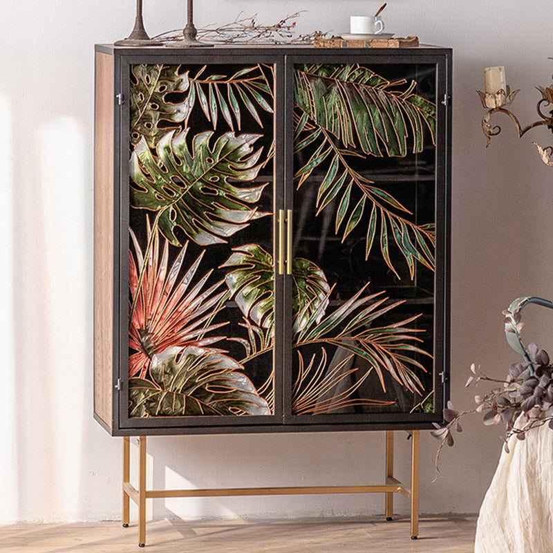 Glam Glass Door Sideboard Engineered Wood Side Board for Kitchen Use Clearhalo 'buffet_sideboard' 'Buffets & Sideboards' 'furn' 'furn_buffet_sideboard' 'Furniture' 'Kitchen & Dining Furniture' 6732569