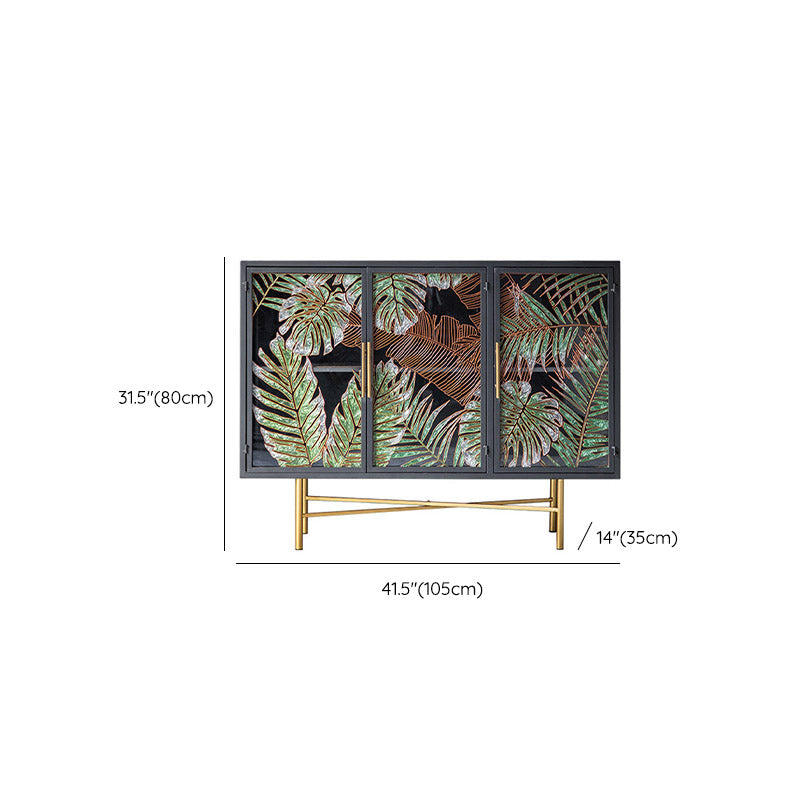 Glam Glass Door Sideboard Engineered Wood Side Board for Kitchen Use Clearhalo 'buffet_sideboard' 'Buffets & Sideboards' 'furn' 'furn_buffet_sideboard' 'Furniture' 'Kitchen & Dining Furniture' 6732570