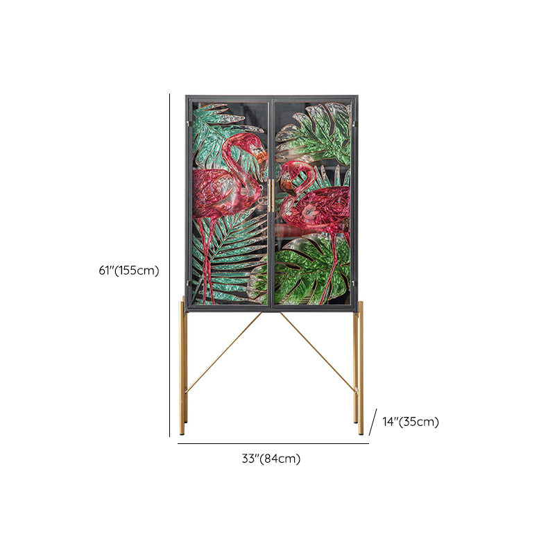 Glam Glass Door Sideboard Engineered Wood Side Board for Kitchen Use Clearhalo 'buffet_sideboard' 'Buffets & Sideboards' 'furn' 'furn_buffet_sideboard' 'Furniture' 'Kitchen & Dining Furniture' 6732572